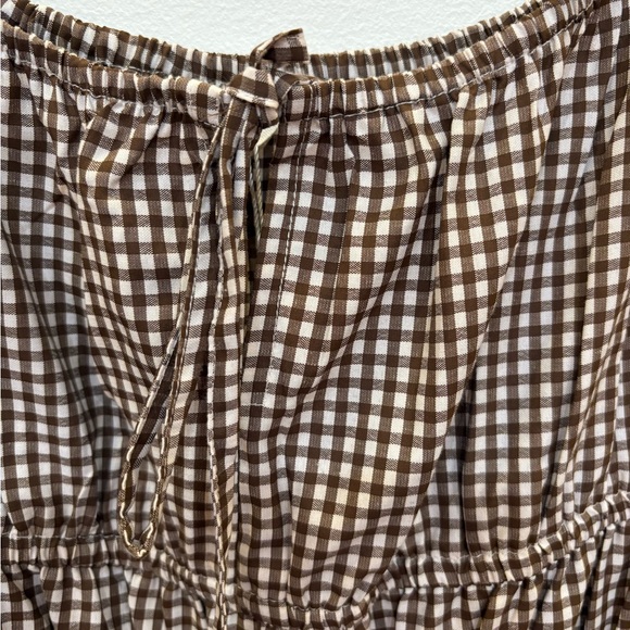 Elegant Brown Checkered Maxi Dress - Picture 2 of 3